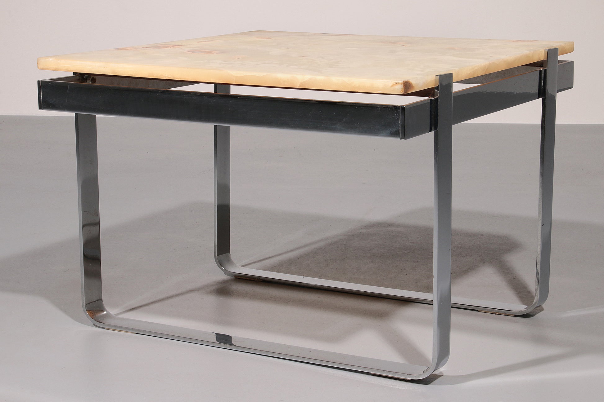 Mid century modern Coffee Table in Onyx and Chromed Metal, Germany 1970s