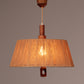 Vintage Temde Pendant Lamp With Walnut And Raffia 1960s