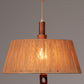 Vintage Temde Pendant Lamp With Walnut And Raffia 1960s