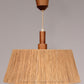 Vintage Temde Pendant Lamp With Walnut And Raffia 1960s