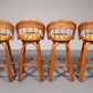 Bamboo Bar Stools with Swivel Seat - 70s Danish Design