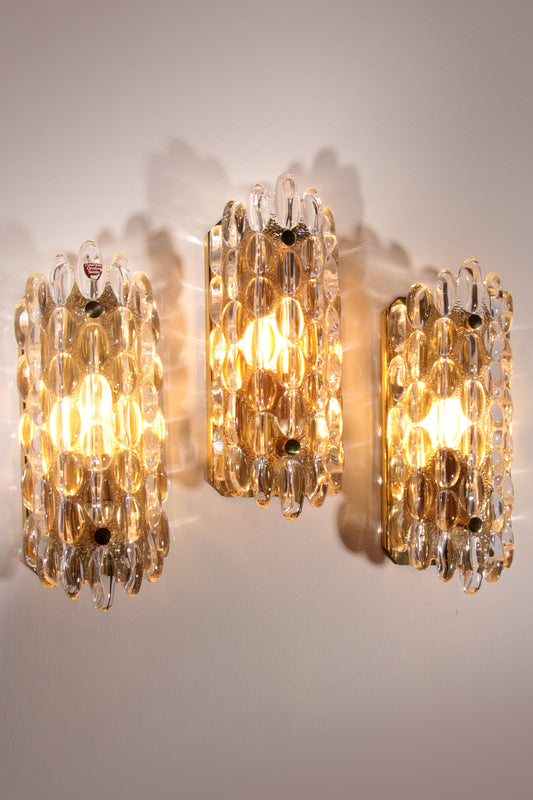 Elegant Crystal Waterdrop Sconces by Carl Fagerlund for Orrefors