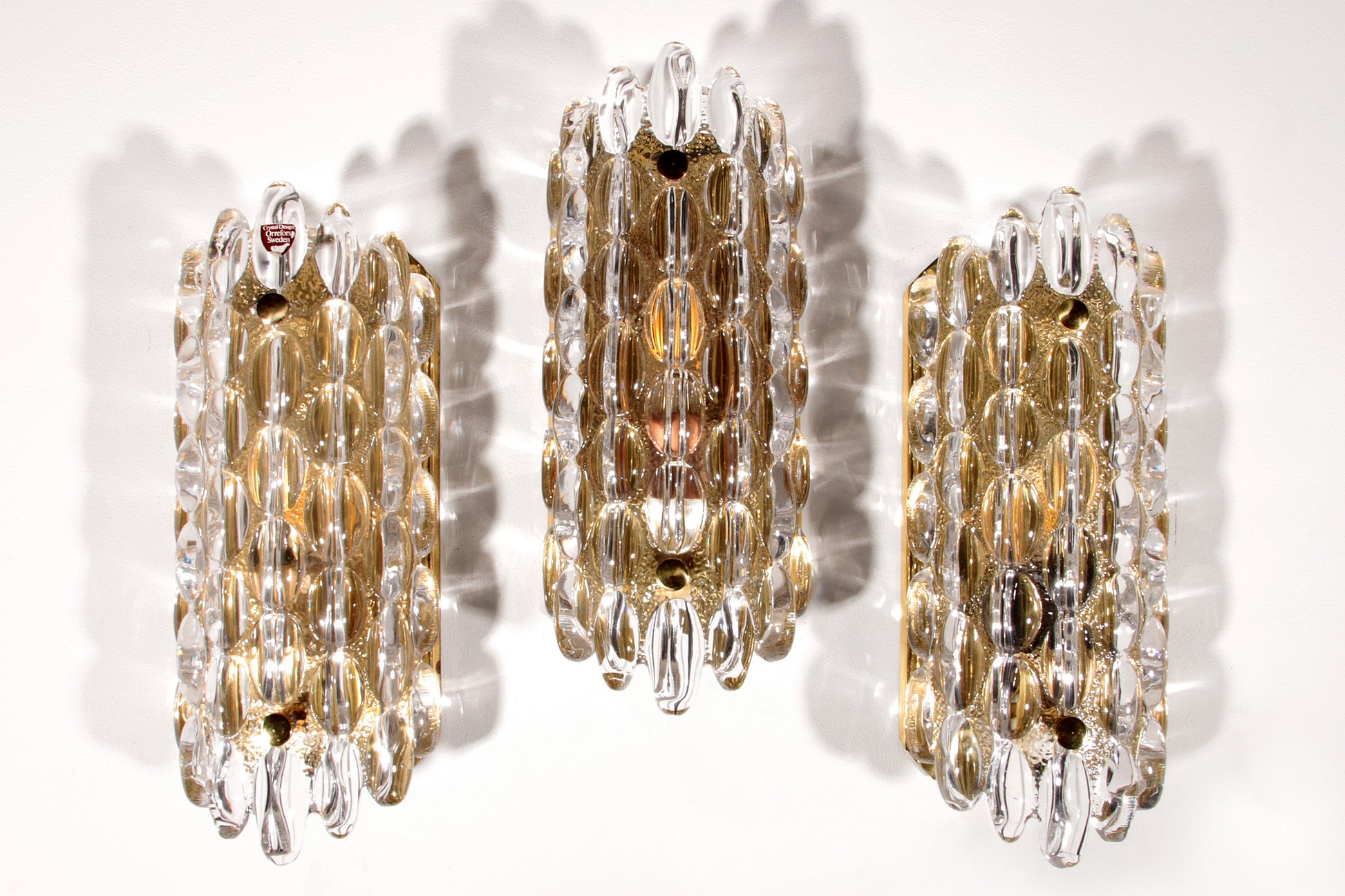 Elegant Crystal Waterdrop Sconces by Carl Fagerlund for Orrefors