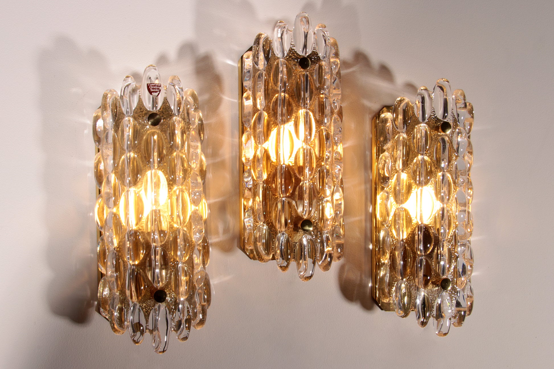 Elegant Crystal Waterdrop Sconces by Carl Fagerlund for Orrefors