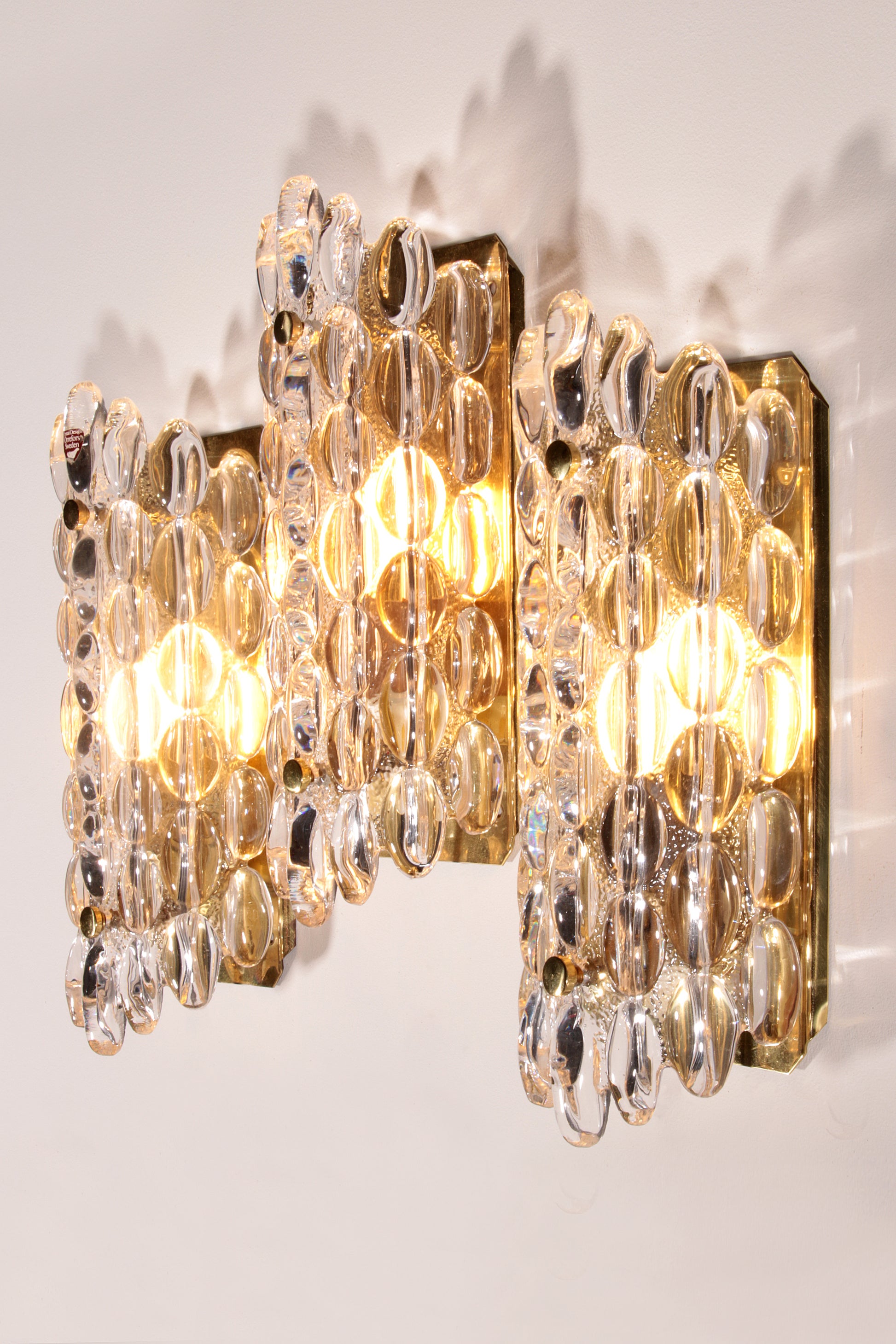 Elegant Crystal Waterdrop Sconces by Carl Fagerlund for Orrefors