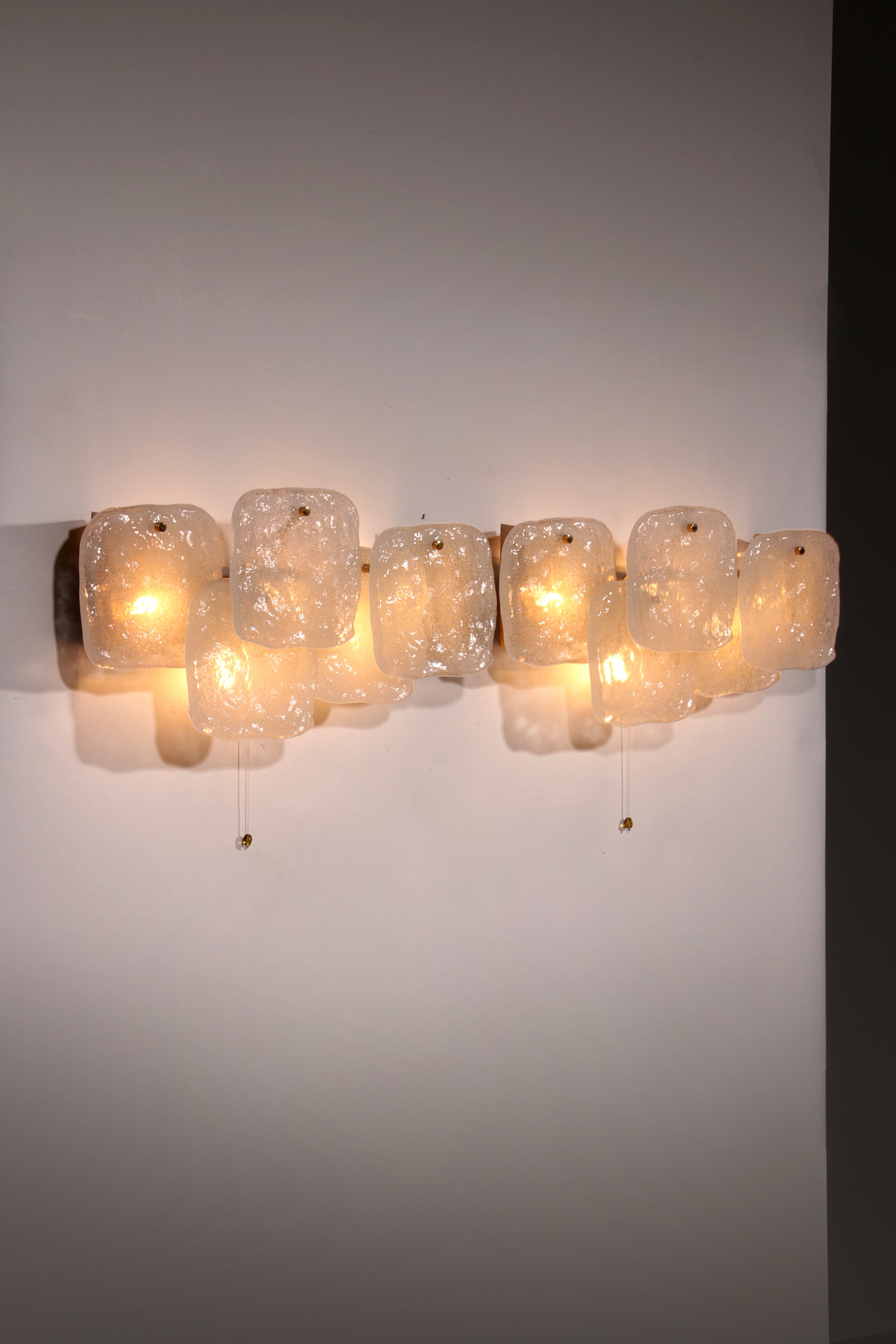 Midcentury Ice Glass Wall Sconces by J.T. Kalmar, Austria (1960s)