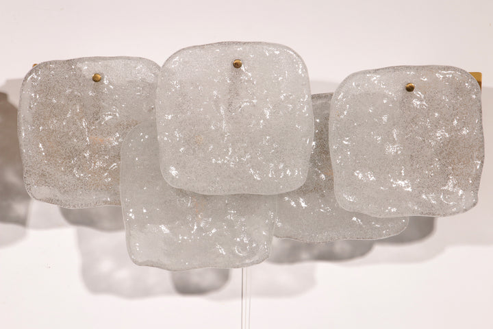 Midcentury Ice Glass Wall Sconces by J.T. Kalmar, Austria (1960s)