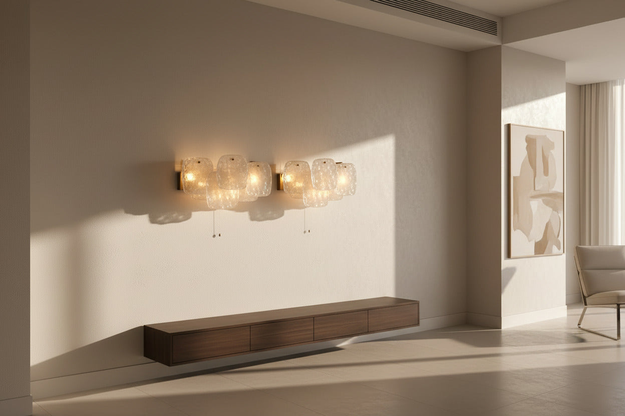 Midcentury Ice Glass Wall Sconces by J.T. Kalmar, Austria (1960s)