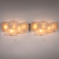 Midcentury Ice Glass Wall Sconces by J.T. Kalmar, Austria (1960s)