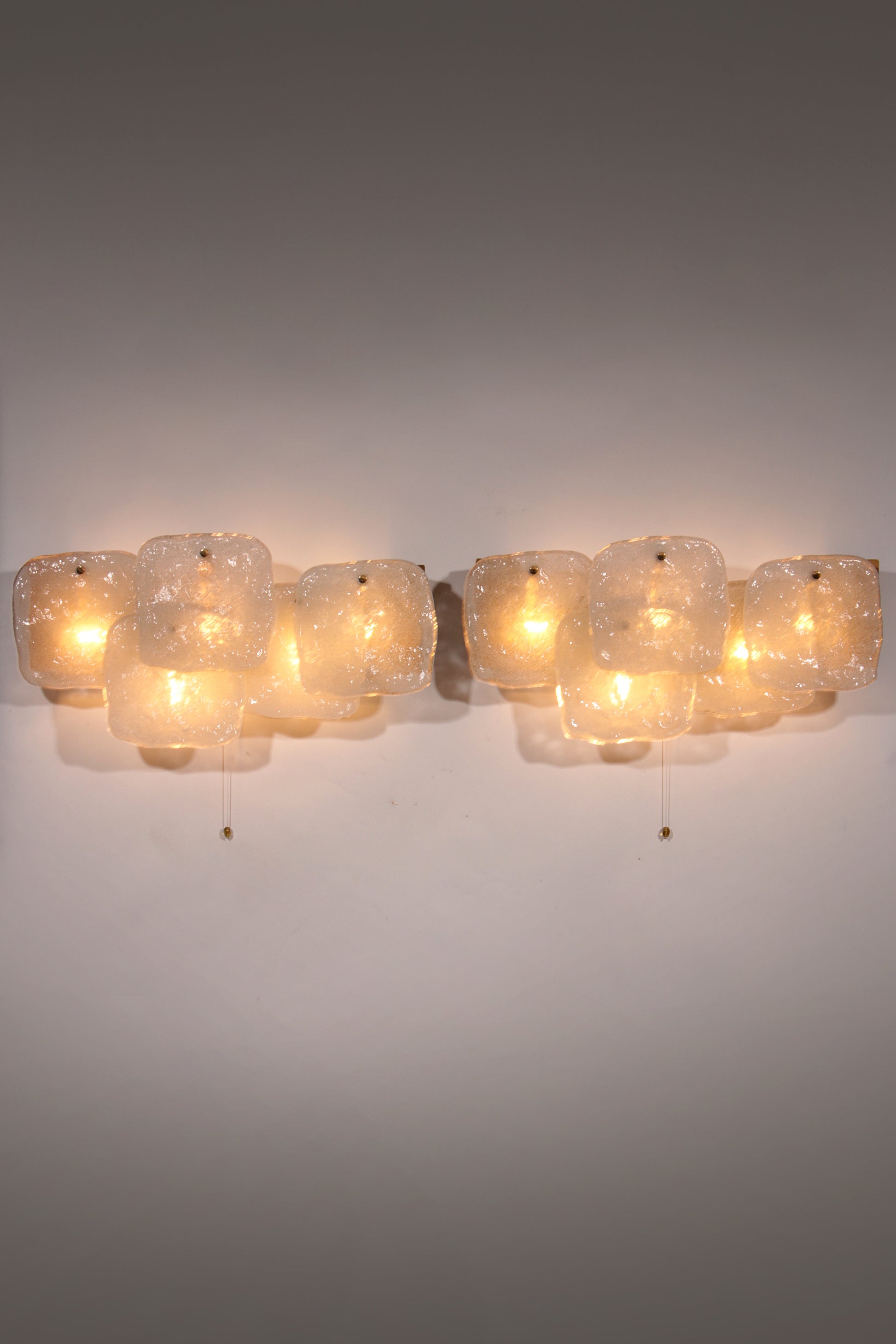 Midcentury Ice Glass Wall Sconces by J.T. Kalmar, Austria (1960s)