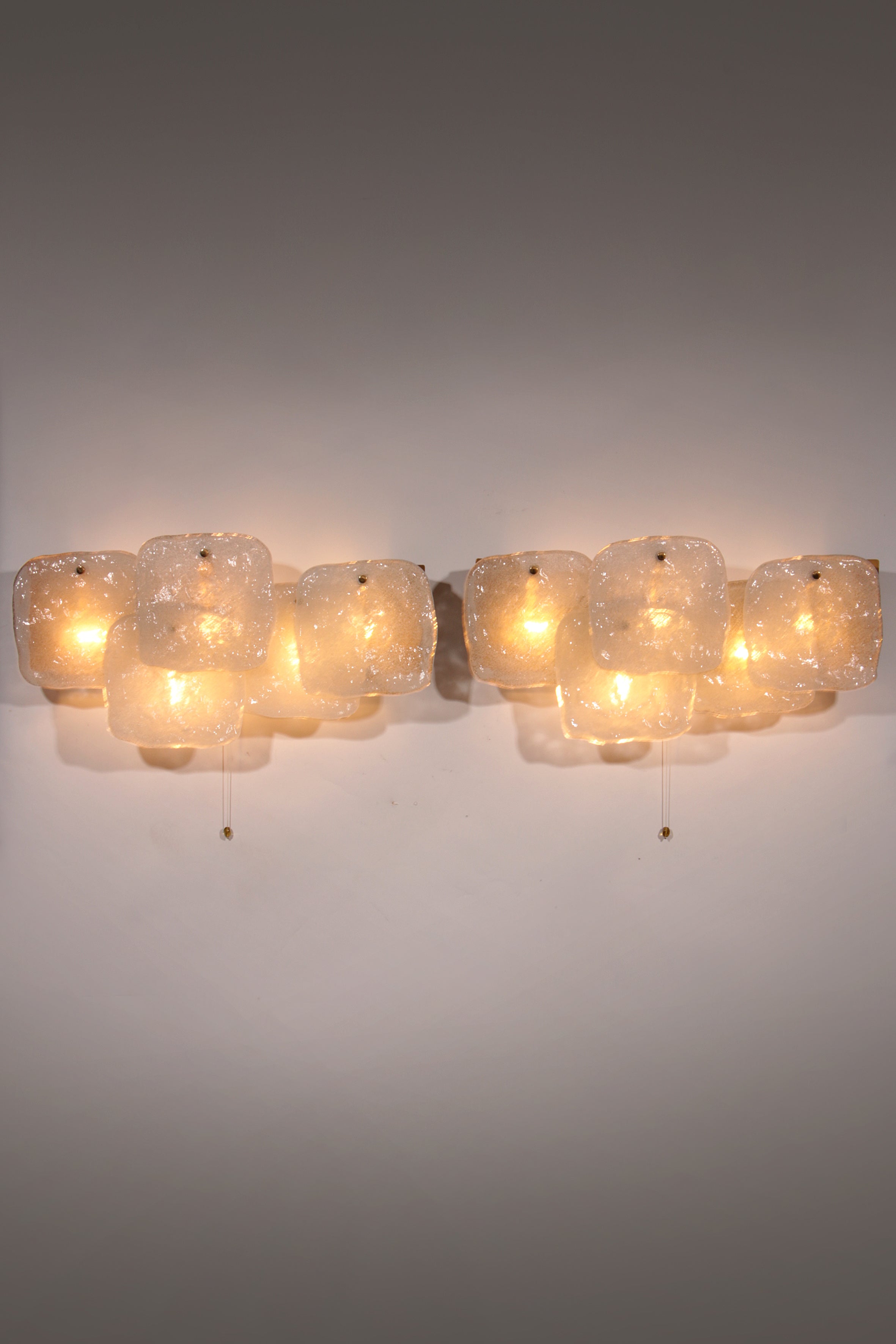 Midcentury Ice Glass Wall Sconces by J.T. Kalmar, Austria (1960s)
