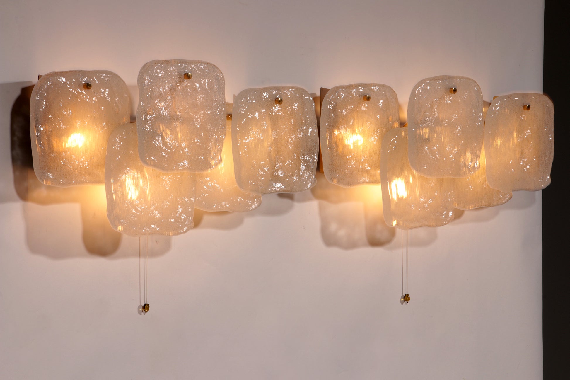 Midcentury Ice Glass Wall Sconces by J.T. Kalmar, Austria (1960s)