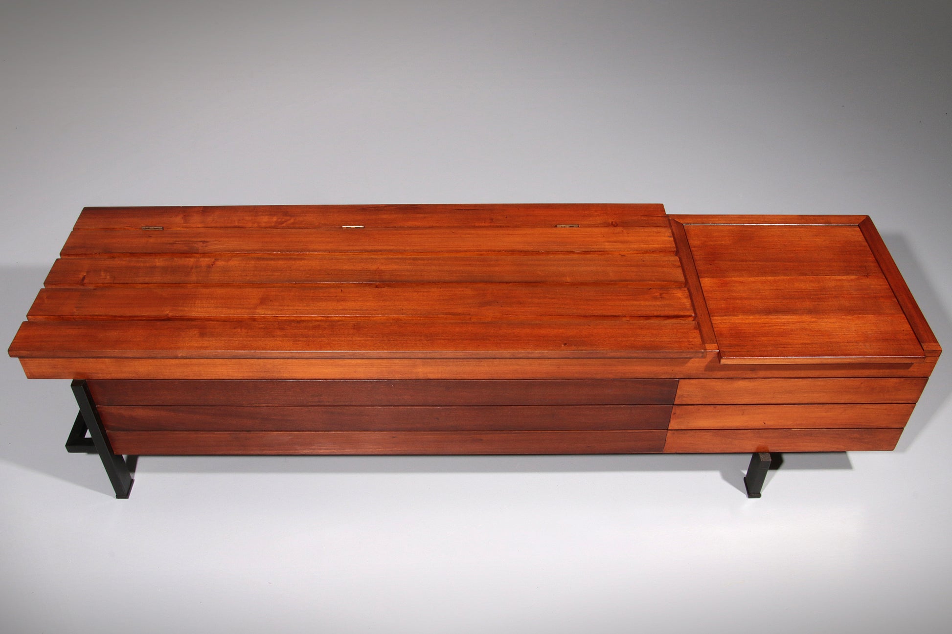 Vintage Wooden Bench with Storage Italiaans 1960