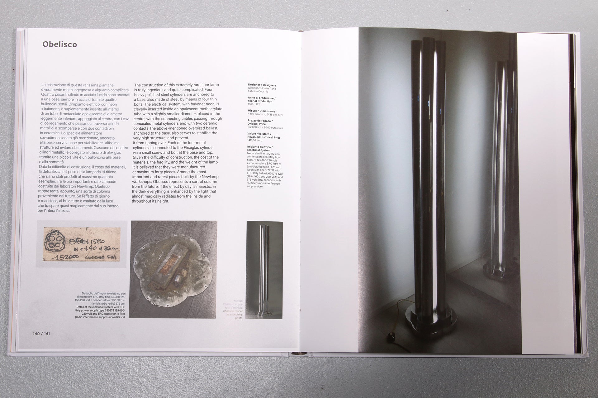 Newlamp Obelisk floor lamp designed by Gianfranco Fini and Fabrizio Cocchia