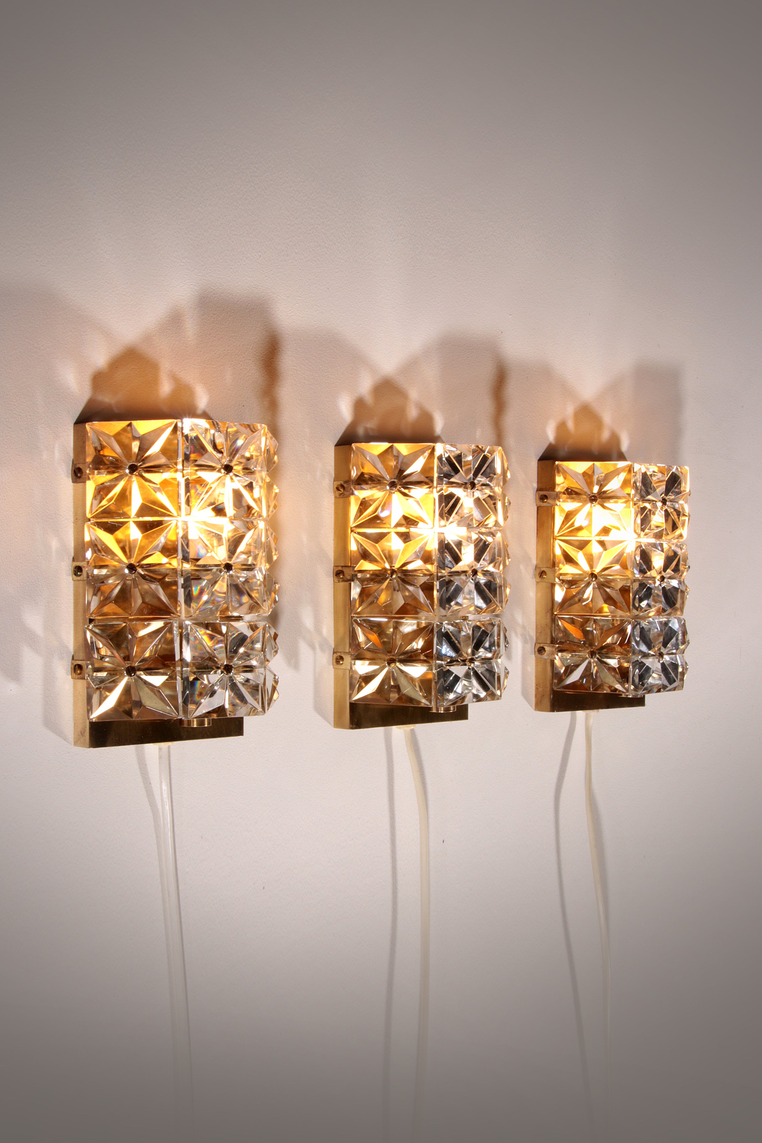 Rare Set of 3 Scandinavie Vitrika Gloria Wall Lamps.