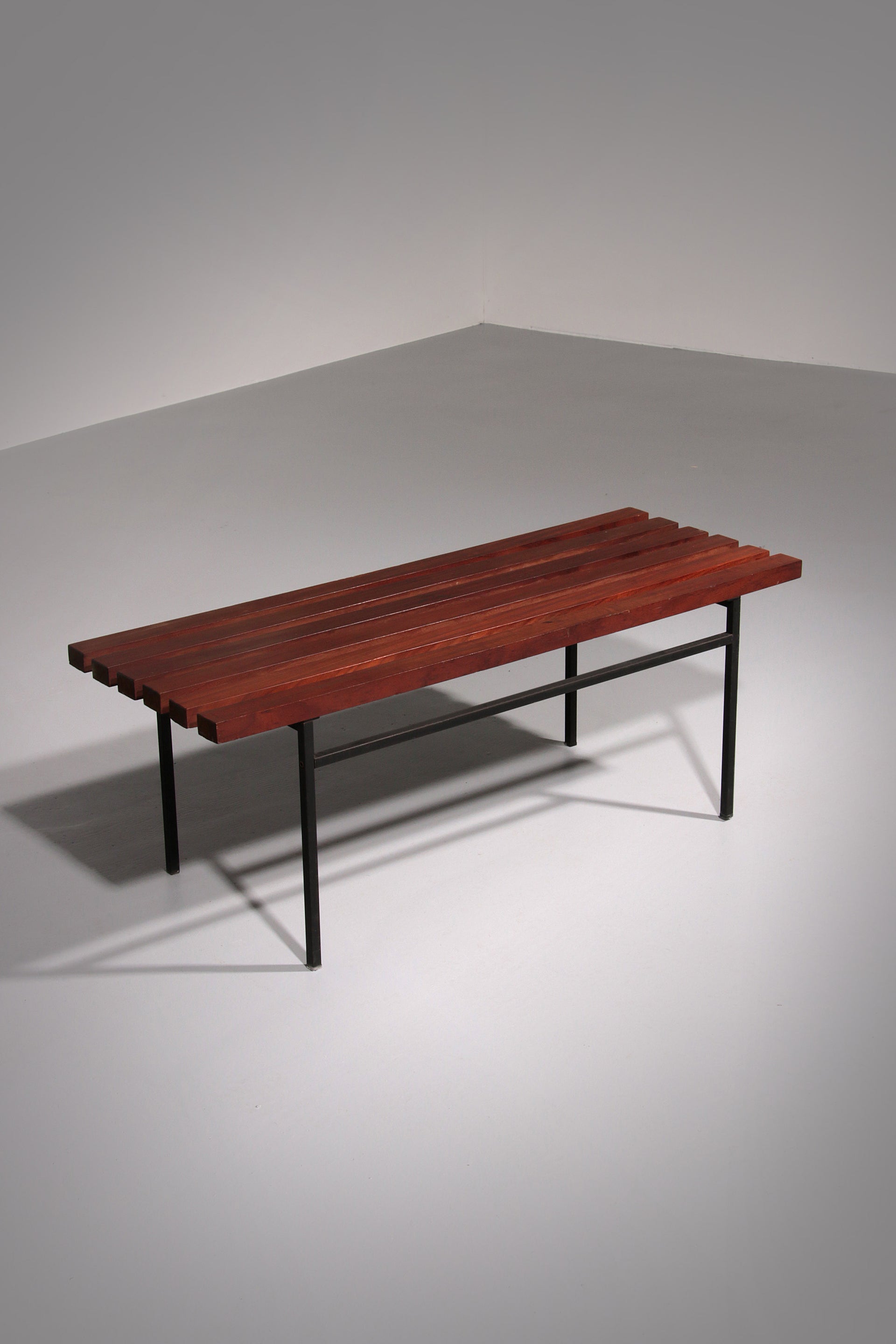 Mid-Century Meranti Wood Bench 1960 Italy