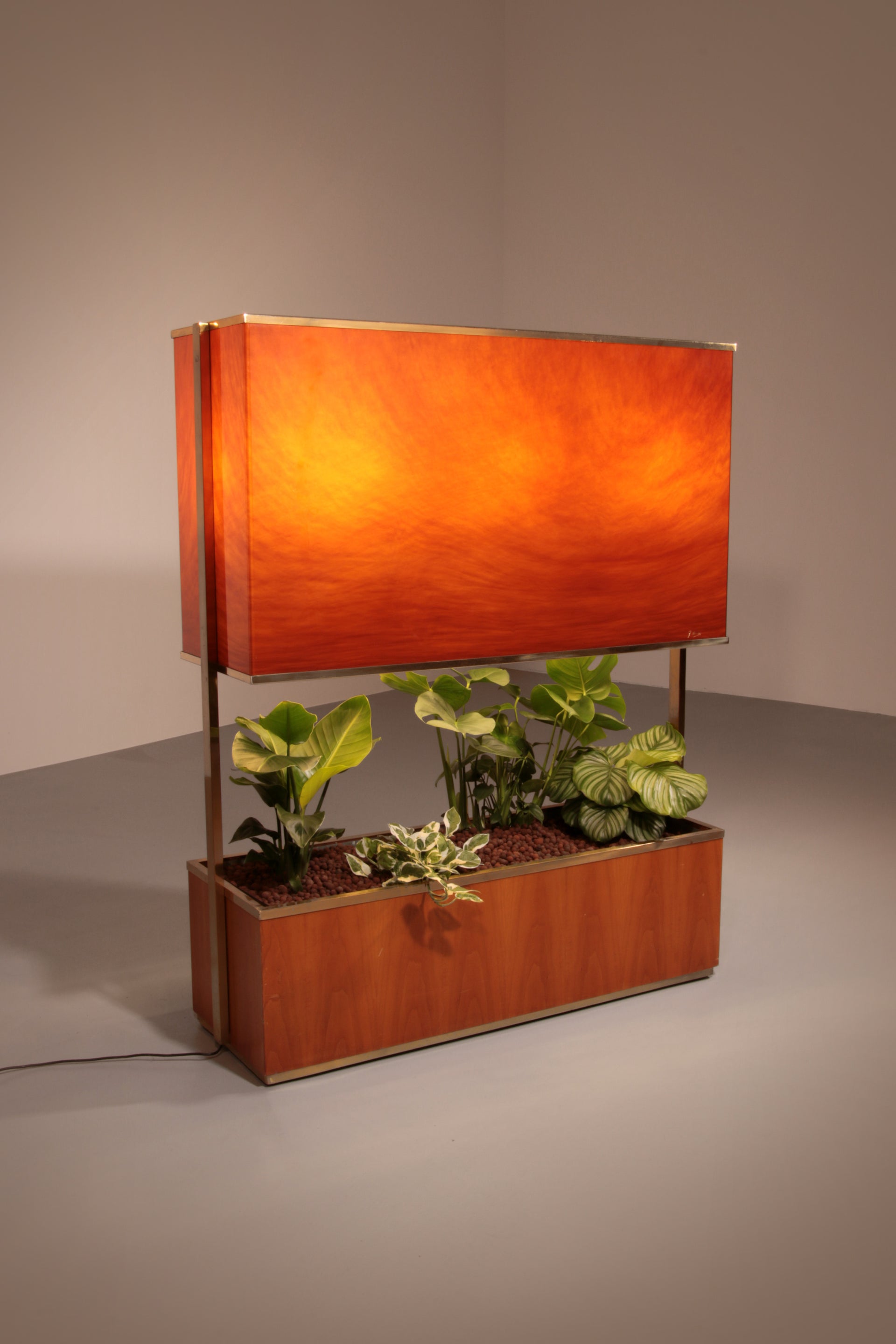 Luxury Lighted Planter on Wheels – Modern Room Divider 1960 Italy