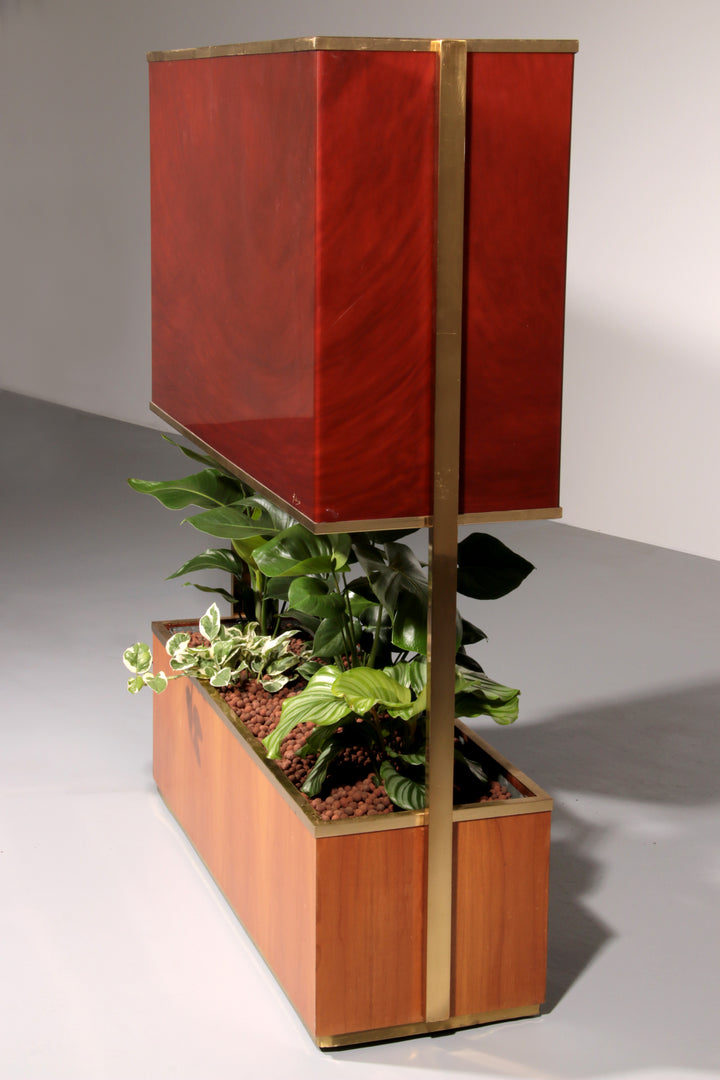 Luxury Lighted Planter on Wheels – Modern Room Divider 1960 Italy