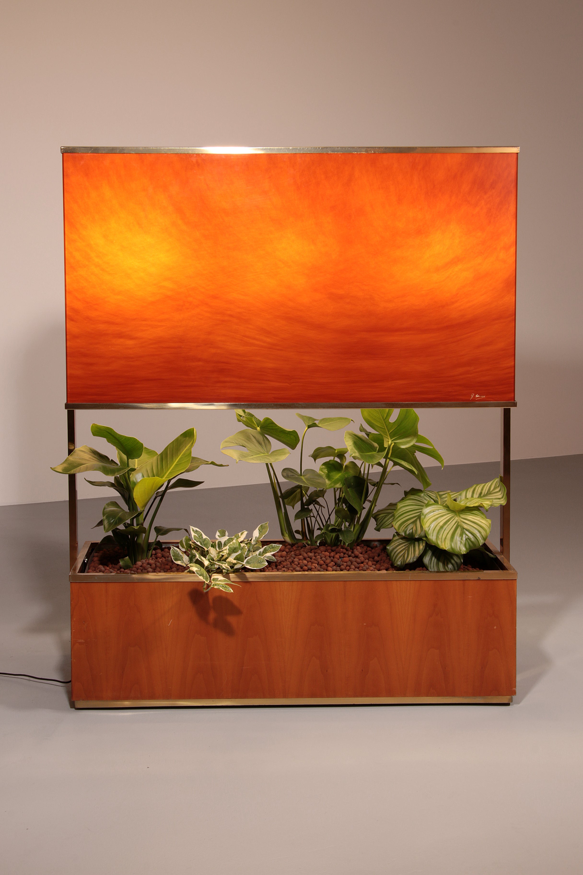 Luxury Lighted Planter on Wheels – Modern Room Divider 1960 Italy
