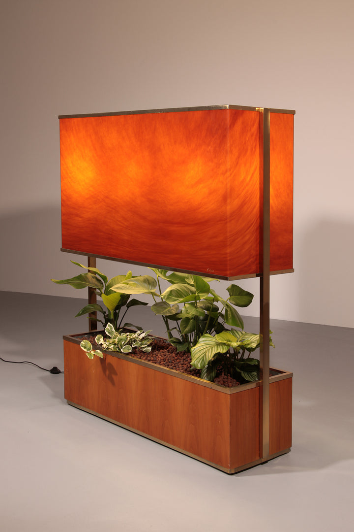 Luxury Lighted Planter on Wheels – Modern Room Divider 1960 Italy