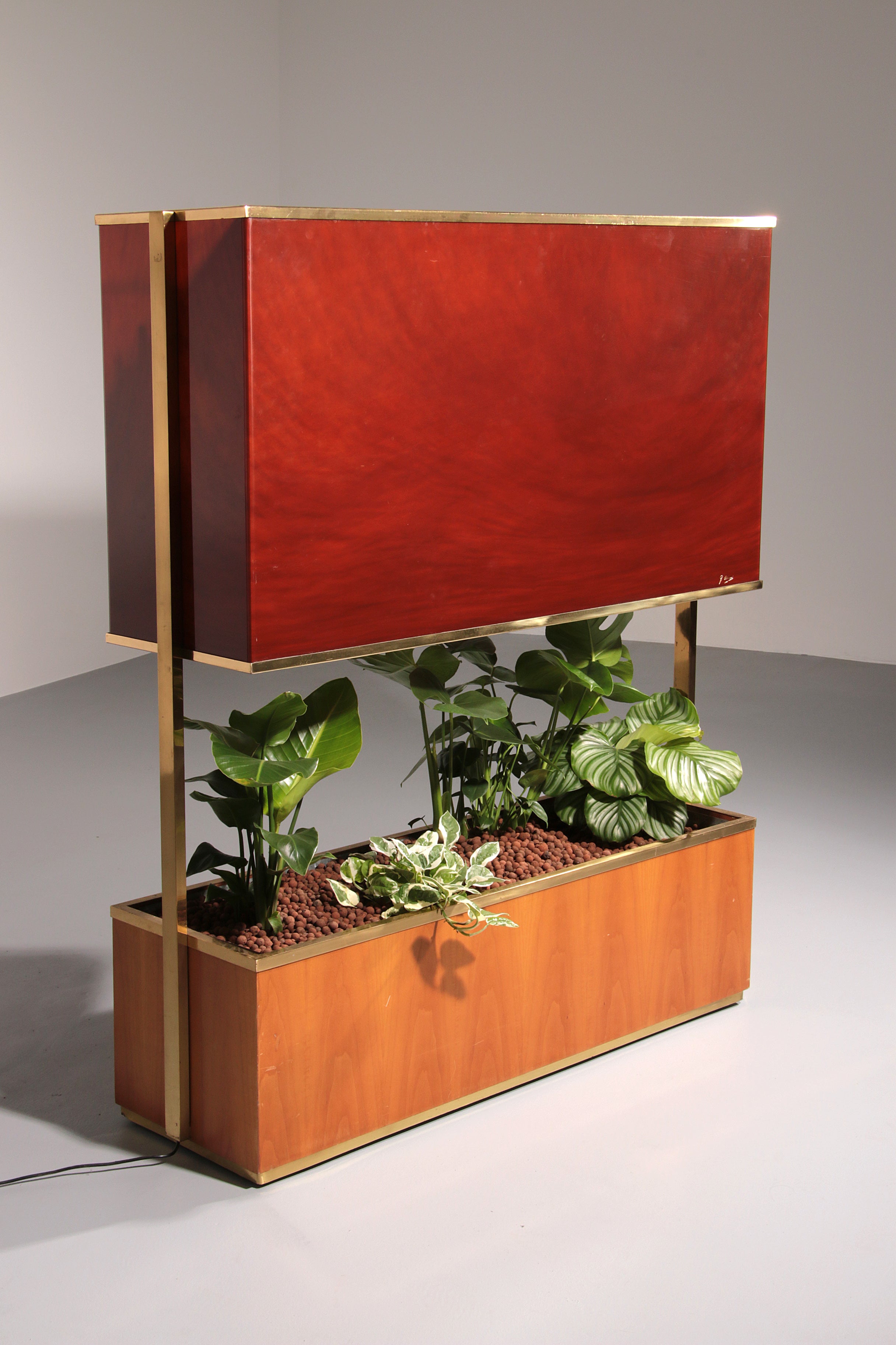 Luxury Lighted Planter on Wheels – Modern Room Divider 1960 Italy