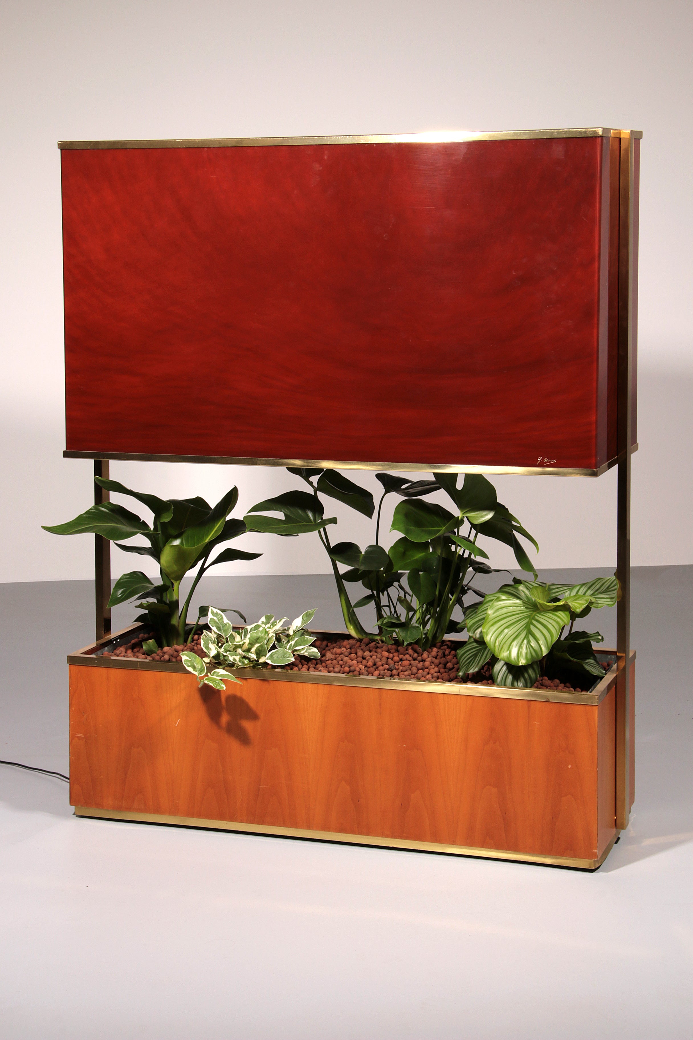 Luxury Lighted Planter on Wheels – Modern Room Divider 1960 Italy