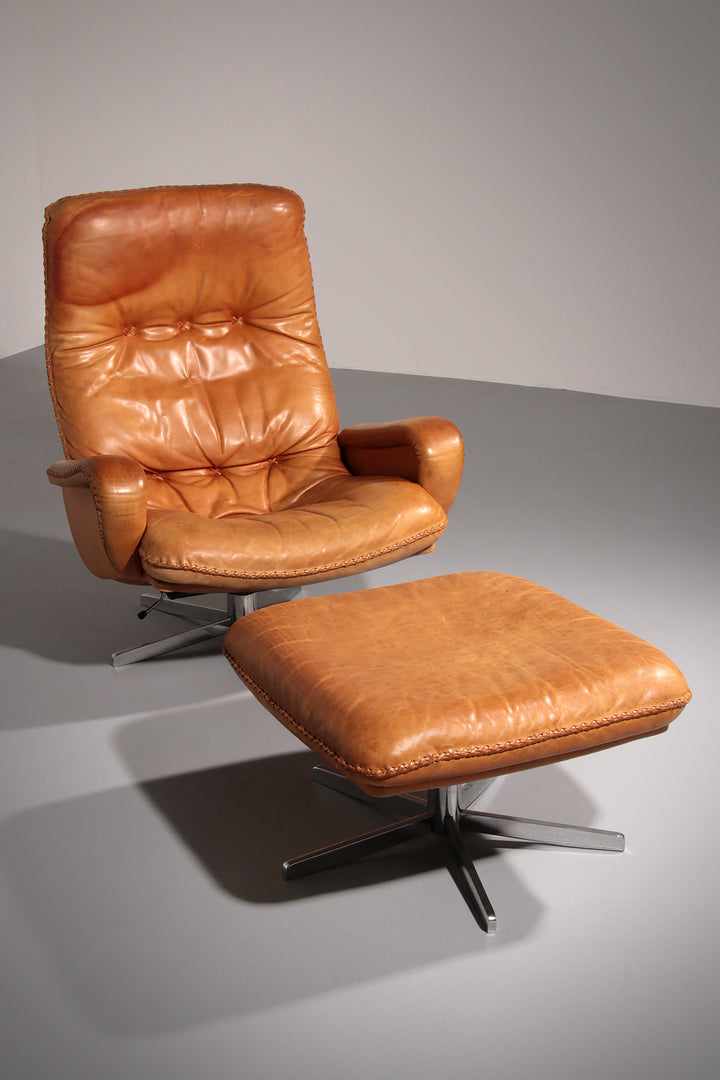 Vintage de Sede S 231 Leather armchair & ottoman, Switzerland 1960s