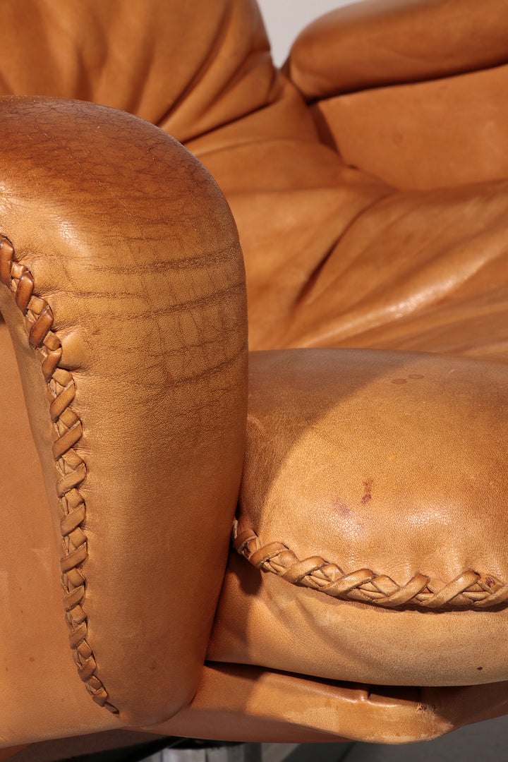 Vintage de Sede S 231 Leather armchair & ottoman, Switzerland 1960s