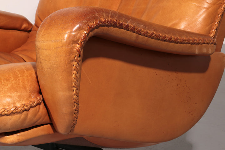 Vintage de Sede S 231 Leather armchair & ottoman, Switzerland 1960s