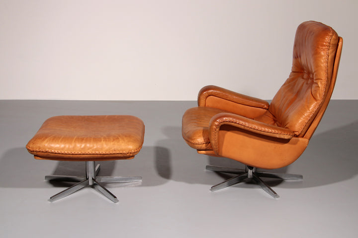 Vintage de Sede S 231 Leather armchair & ottoman, Switzerland 1960s