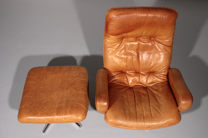 Vintage de Sede S 231 Leather armchair & ottoman, Switzerland 1960s