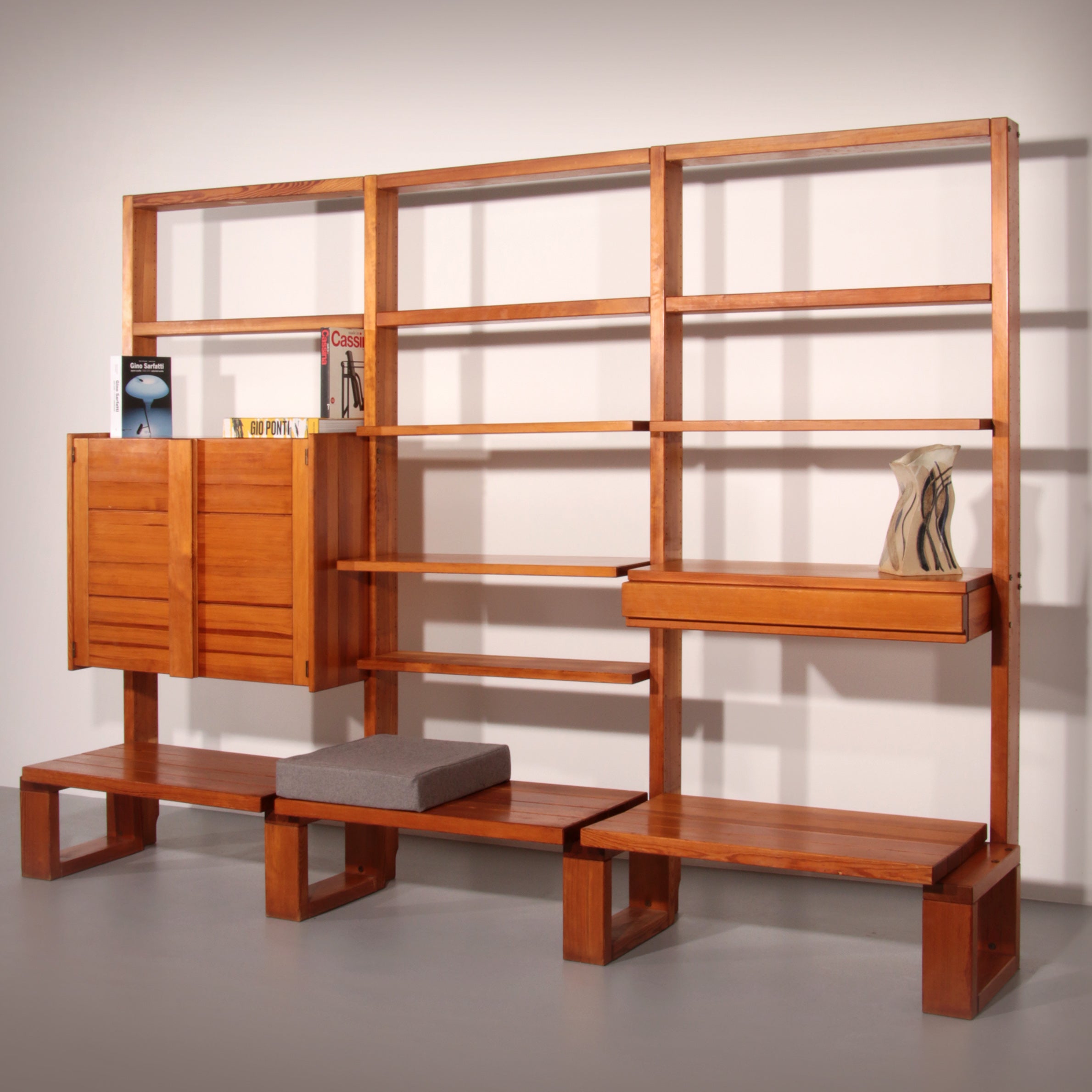 French Brutalist Modular Wall System – Industrial Elegance, ca. 1950