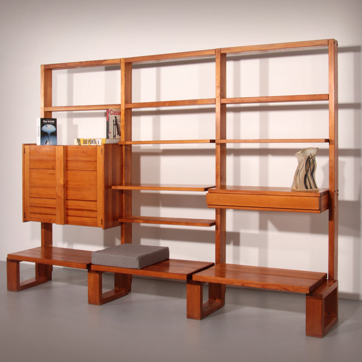 French Brutalist Modular Wall System – Industrial Elegance, ca. 1950