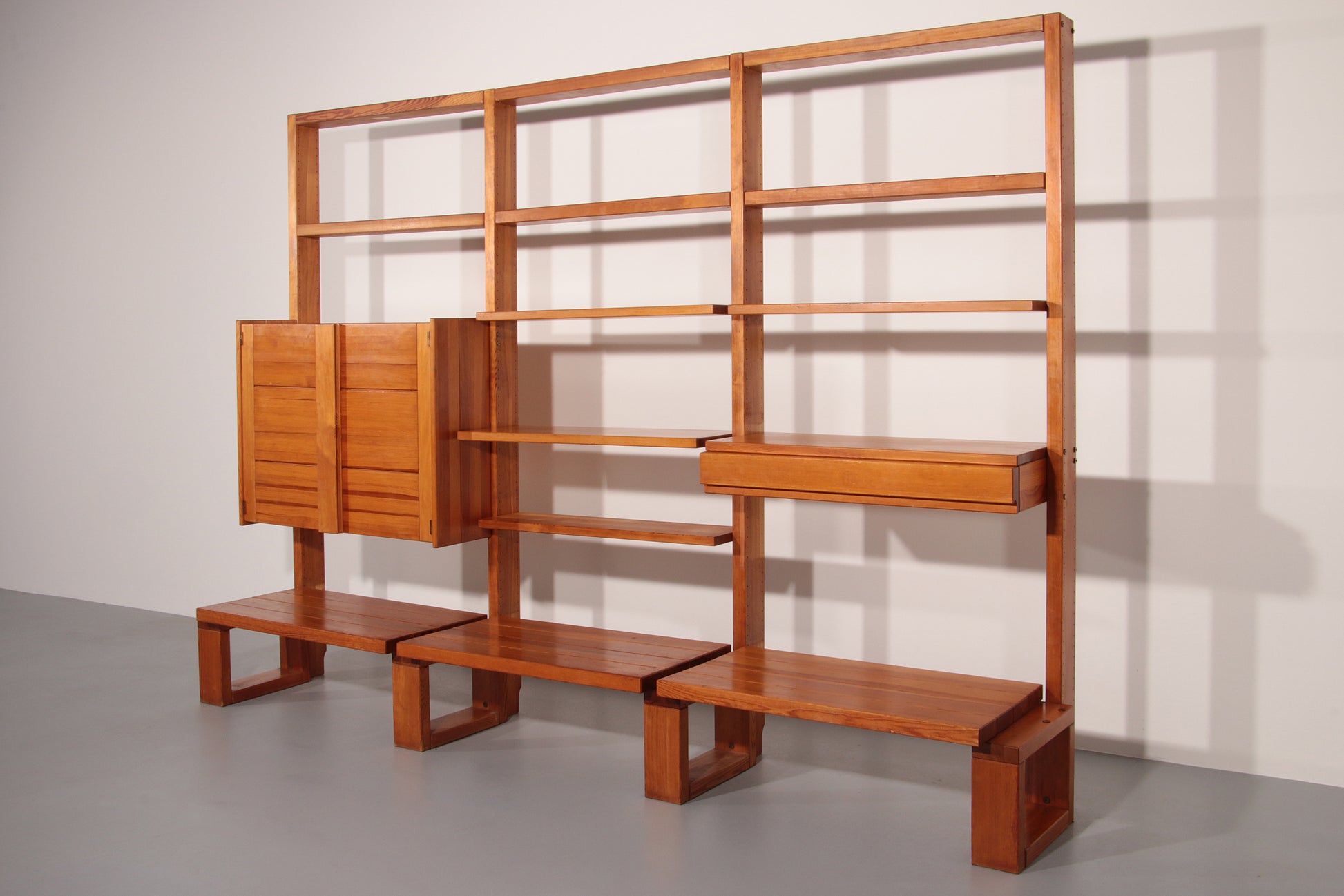 French Brutalist Modular Wall System – Industrial Elegance, ca. 1950