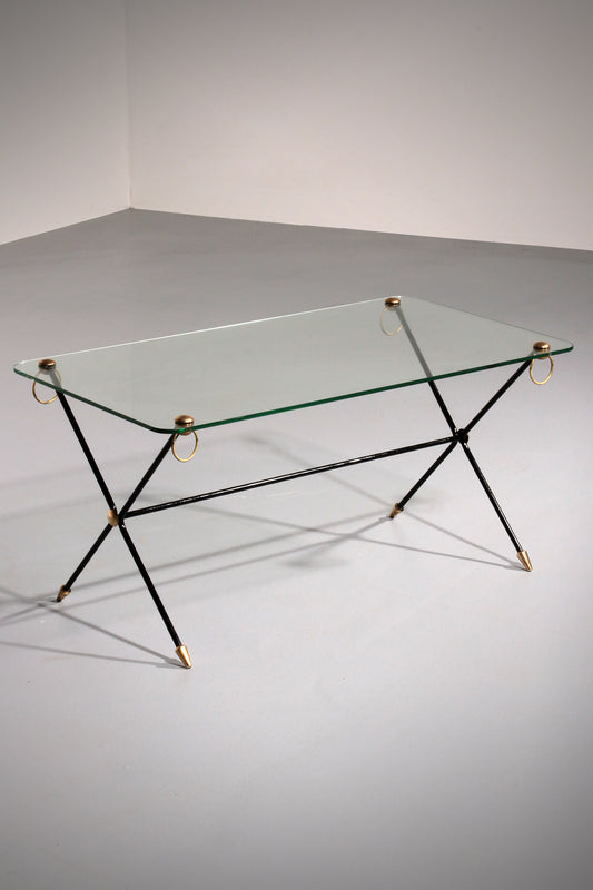 Jacques Adnet X-Base Coffee Table, 1960 Vintage Design