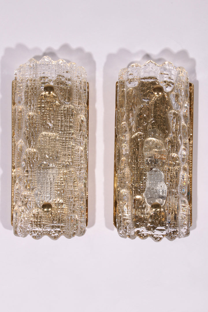 Wall Lamps by Carl Fagerlund, Orrefors (swedish) glass By Lyfa Denmark model Gefion