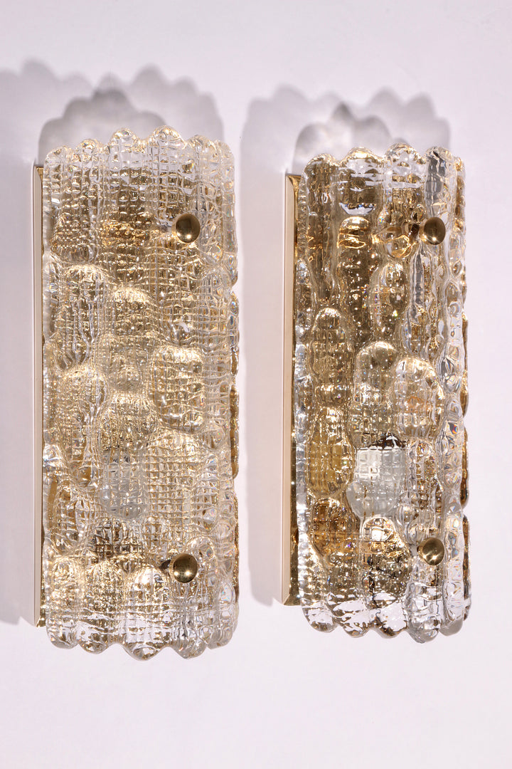 Wall Lamps by Carl Fagerlund, Orrefors (swedish) glass By Lyfa Denmark model Gefion