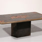 Elegant Mosaic Stone Coffee Table in the Style of Paul Kingma – Brass & Natural Stone Details