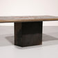 Elegant Mosaic Stone Coffee Table in the Style of Paul Kingma – Brass & Natural Stone Details