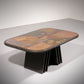 Brutalist  Stone Coffee Table in the Style of Paul Kingma – Brass & Natural Stone Details