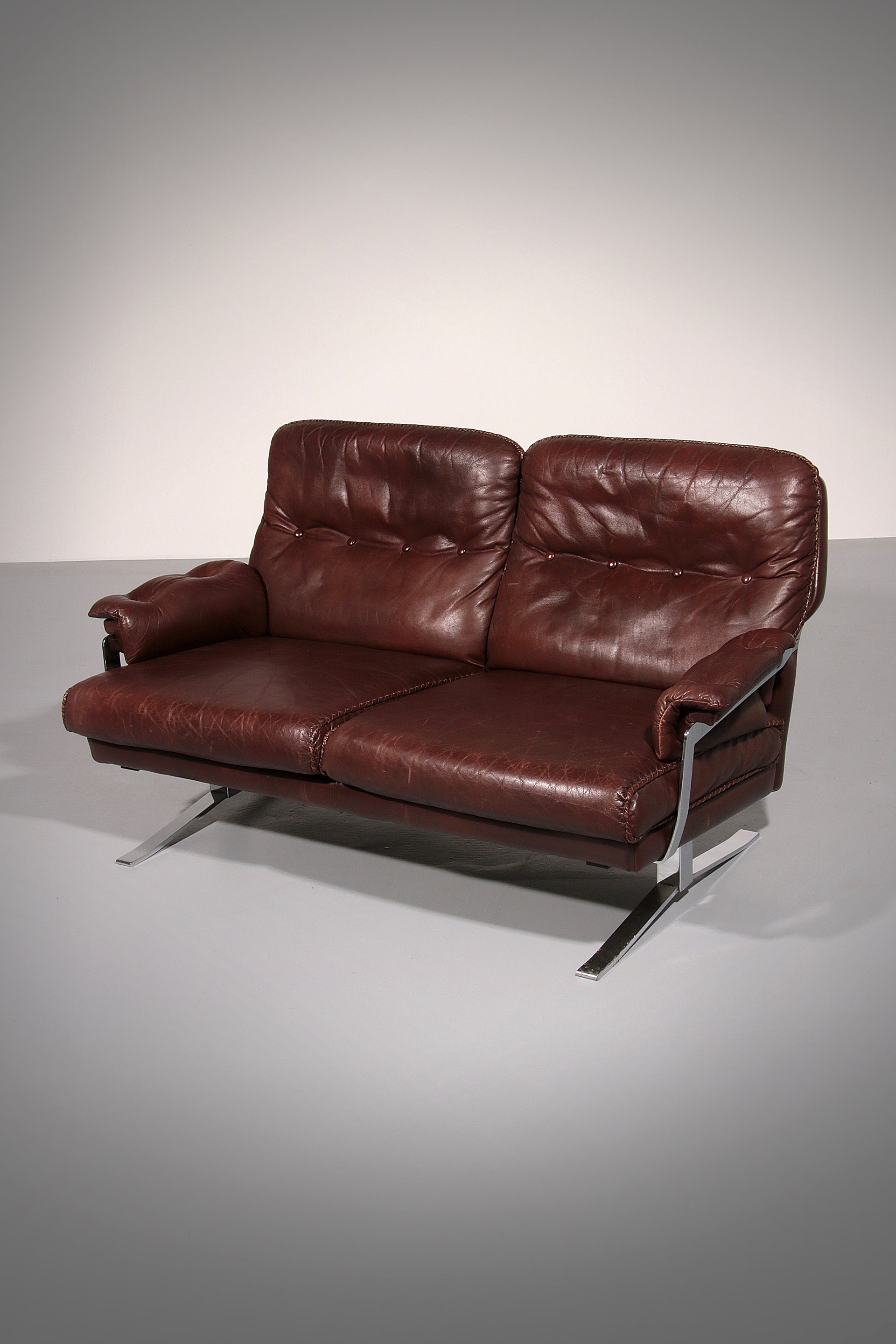 Leather & Chrome Sofa by Arne Norell Vintage 1960’s