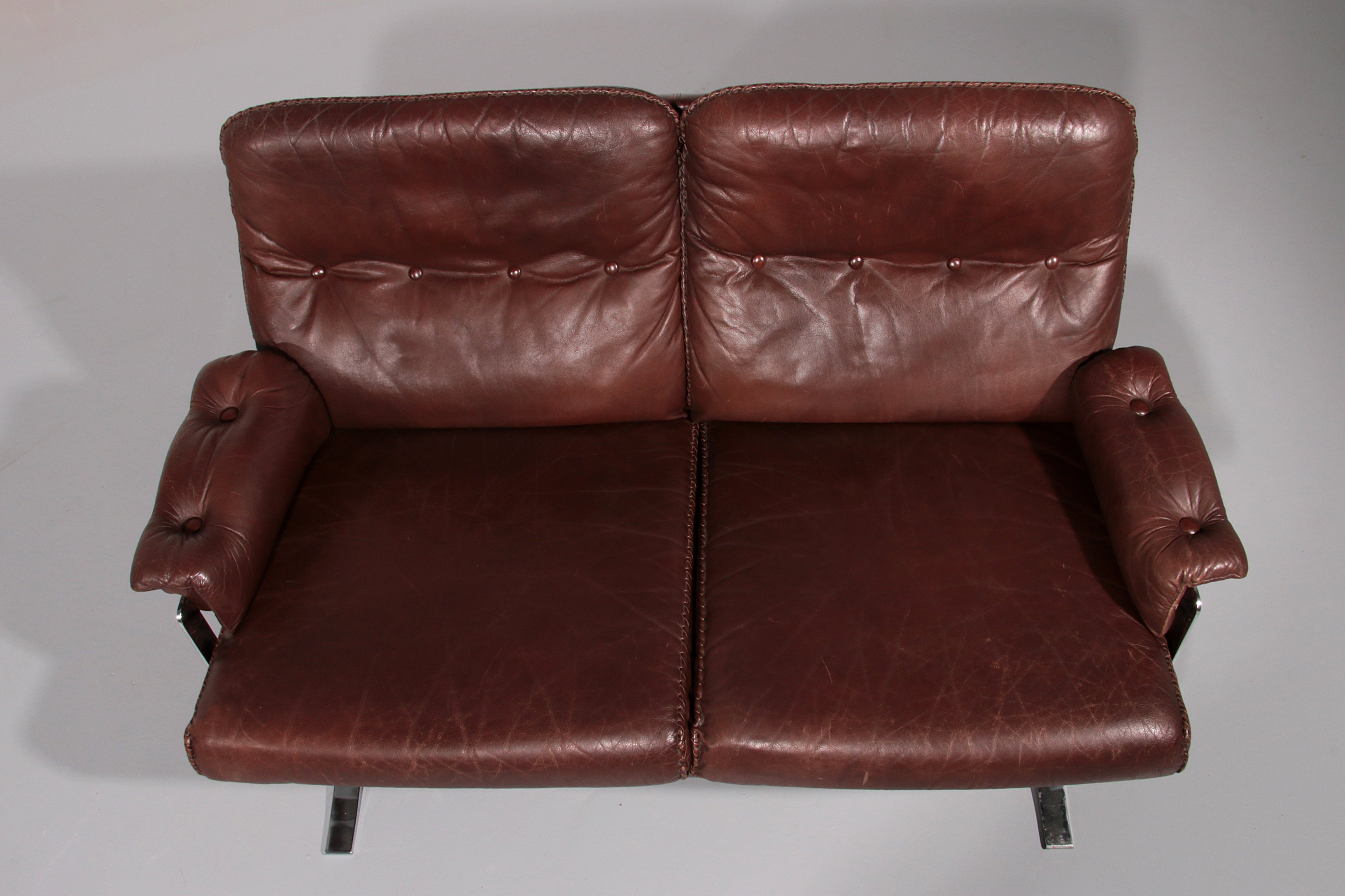 Leather & Chrome Sofa by Arne Norell Vintage 1960’s