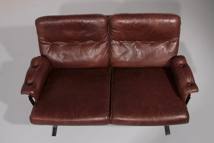 Leather & Chrome Sofa by Arne Norell Vintage 1960’s