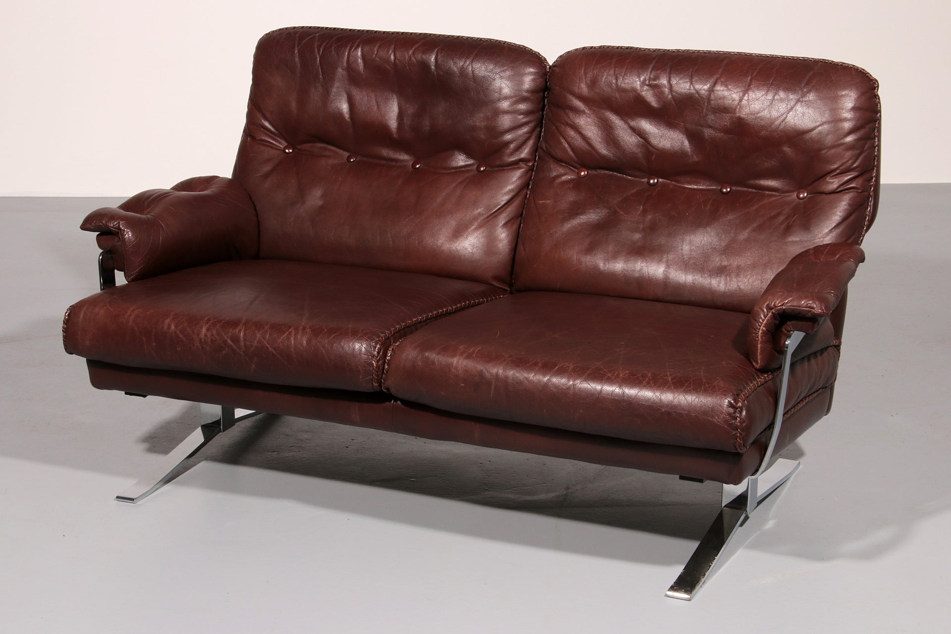 Leather & Chrome Sofa by Arne Norell Vintage 1960’s