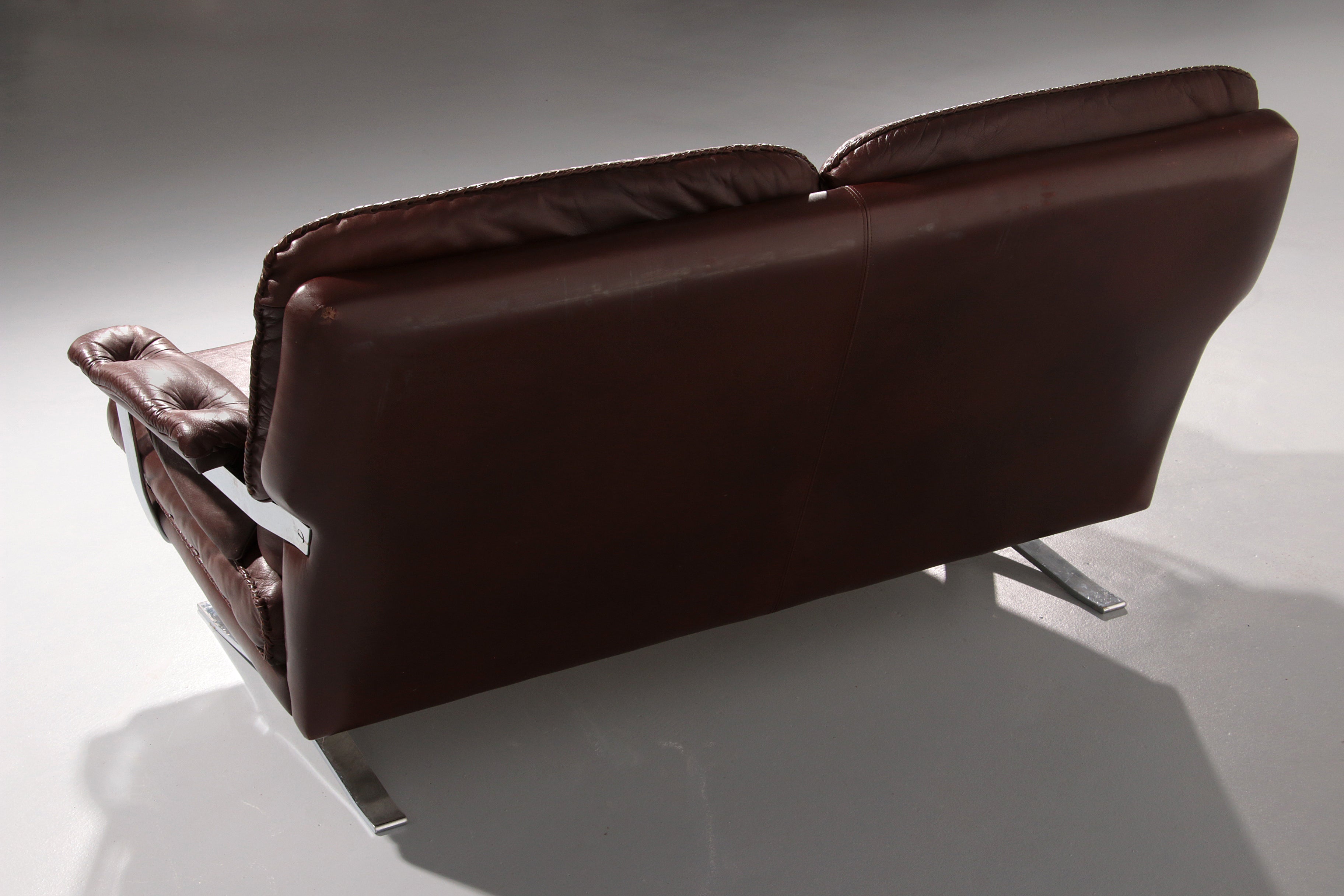 Leather & Chrome Sofa by Arne Norell Vintage 1960’s
