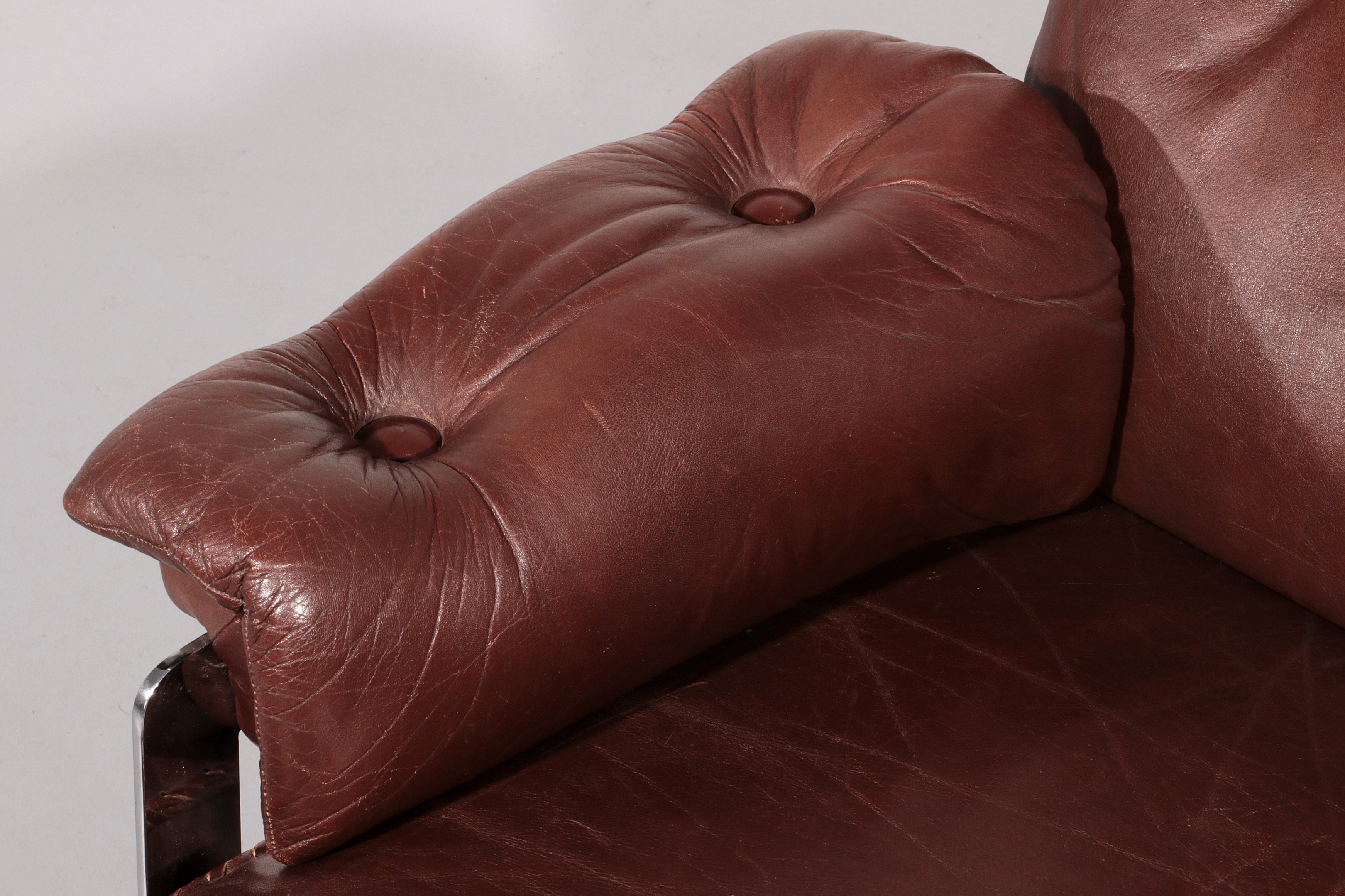 Leather & Chrome Sofa by Arne Norell Vintage 1960’s