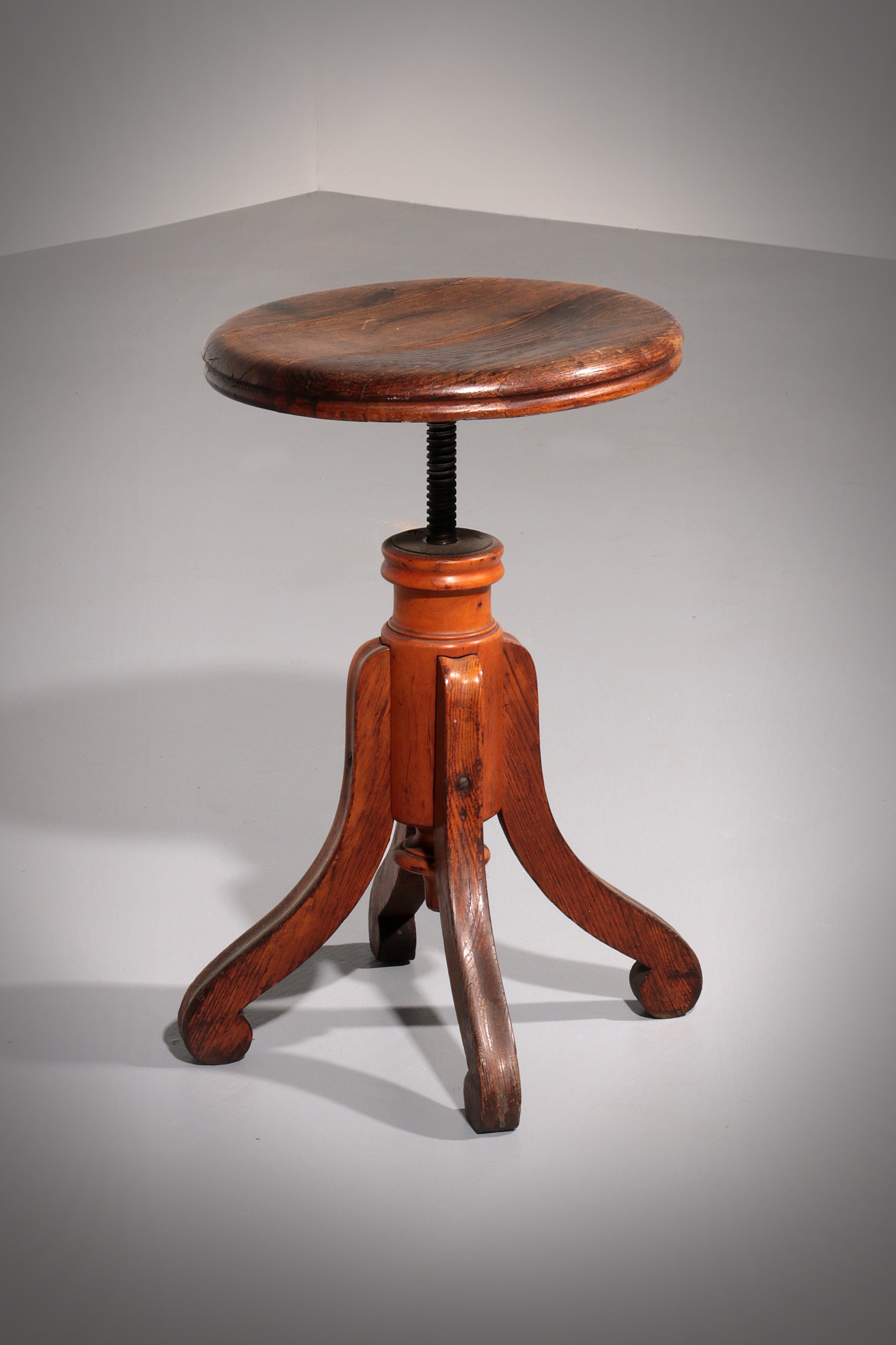 Vintage Scandinavian Piano Stool from 1940 in Solid Beech Wood