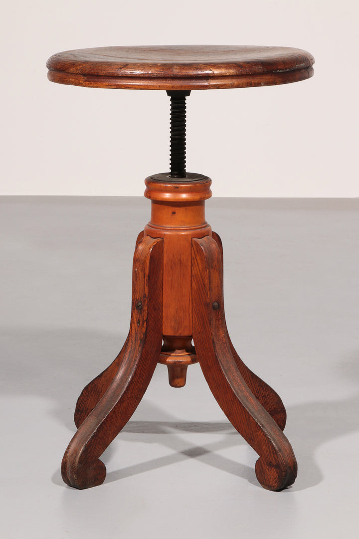 Vintage Scandinavian Piano Stool from 1940 in Solid Beech Wood