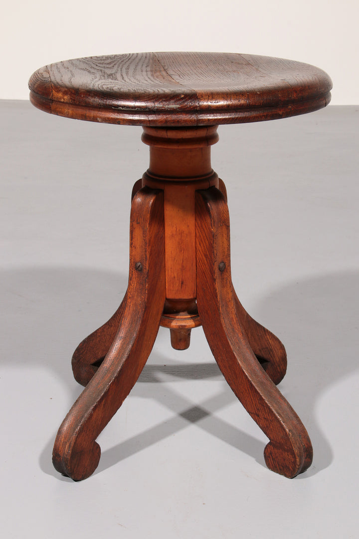 Vintage Scandinavian Piano Stool from 1940 in Solid Beech Wood