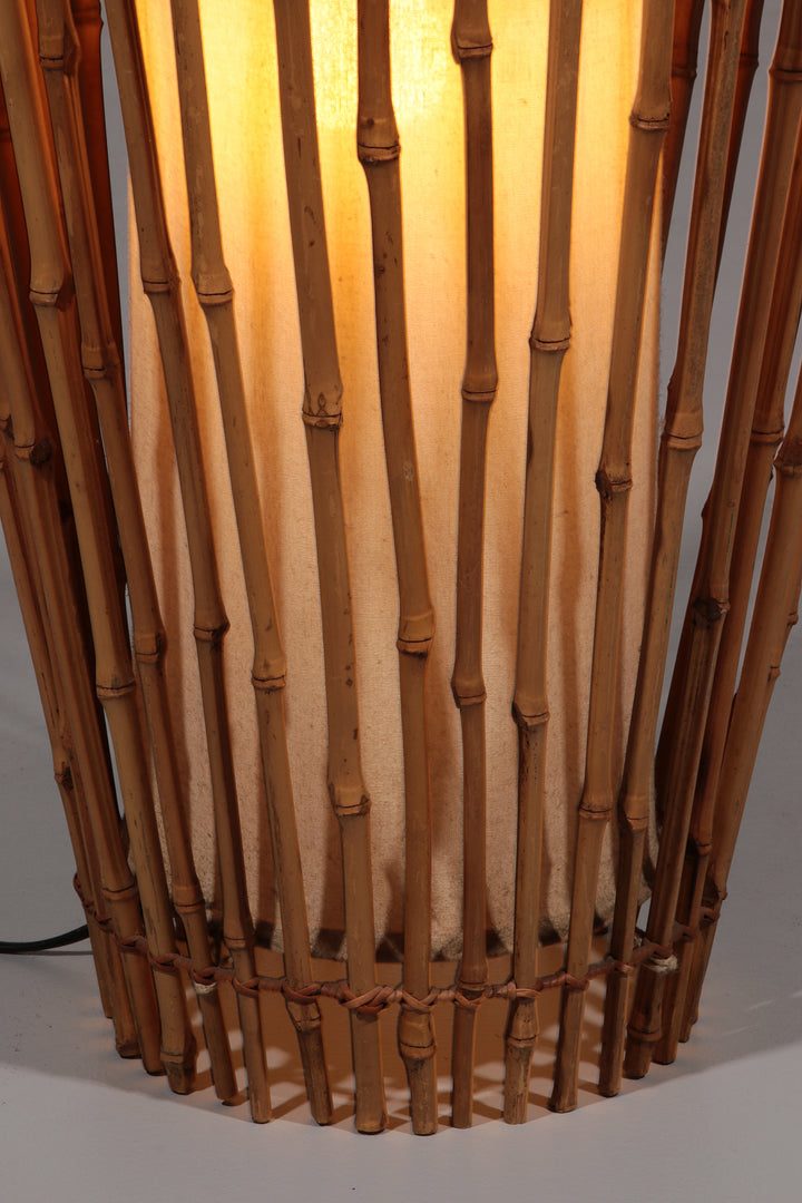 Midcentury Floor Lamp Rattan, Bamboo and Fabric Franco Albini, Italy 1960s